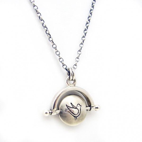 bird and cage pendant silvene