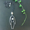 puppet pendant, silver and pearl