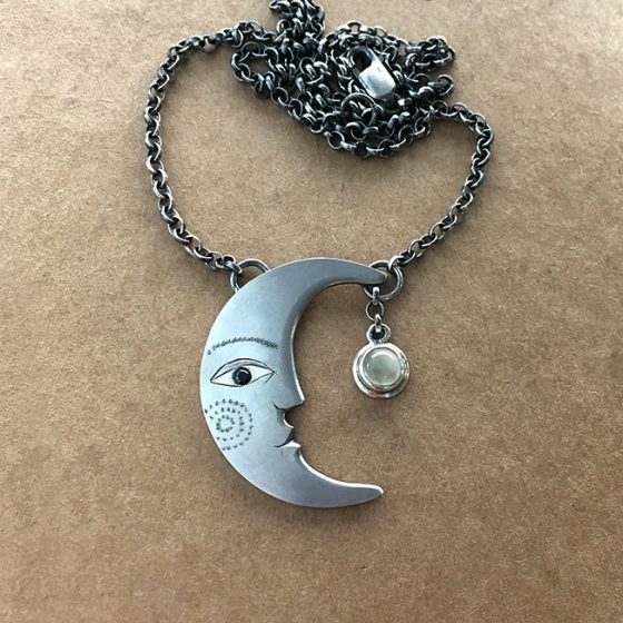 silver moon pendant