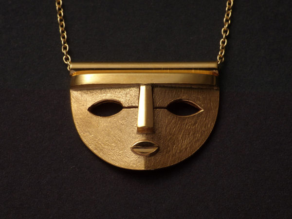 gold wide mask pendant