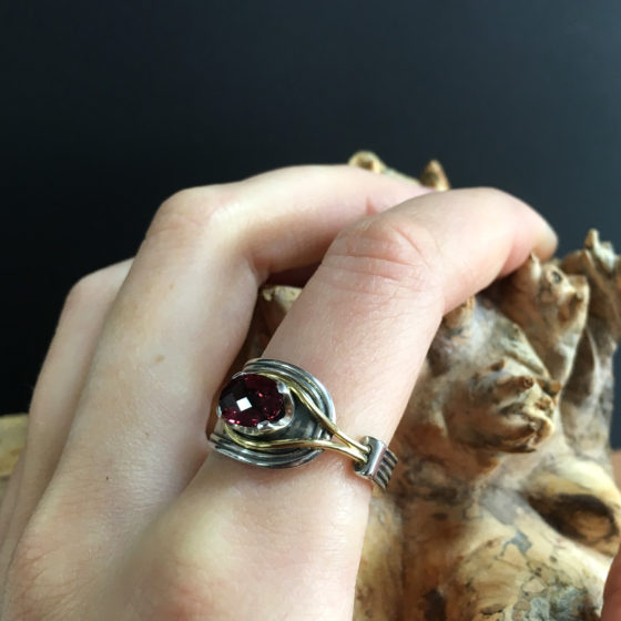 spoon ring with garnet