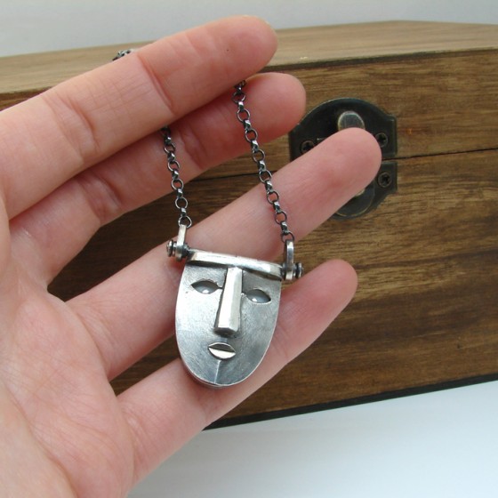 silver mask pendant