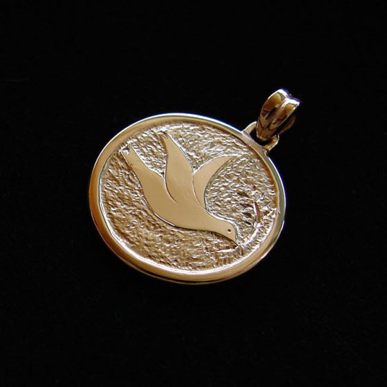 Dove christening medal