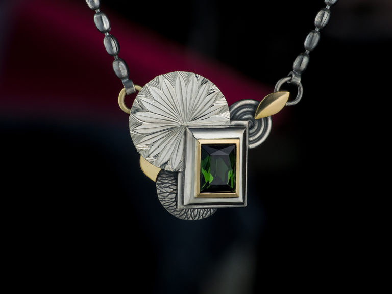 tourmaline pendant in silver and gold